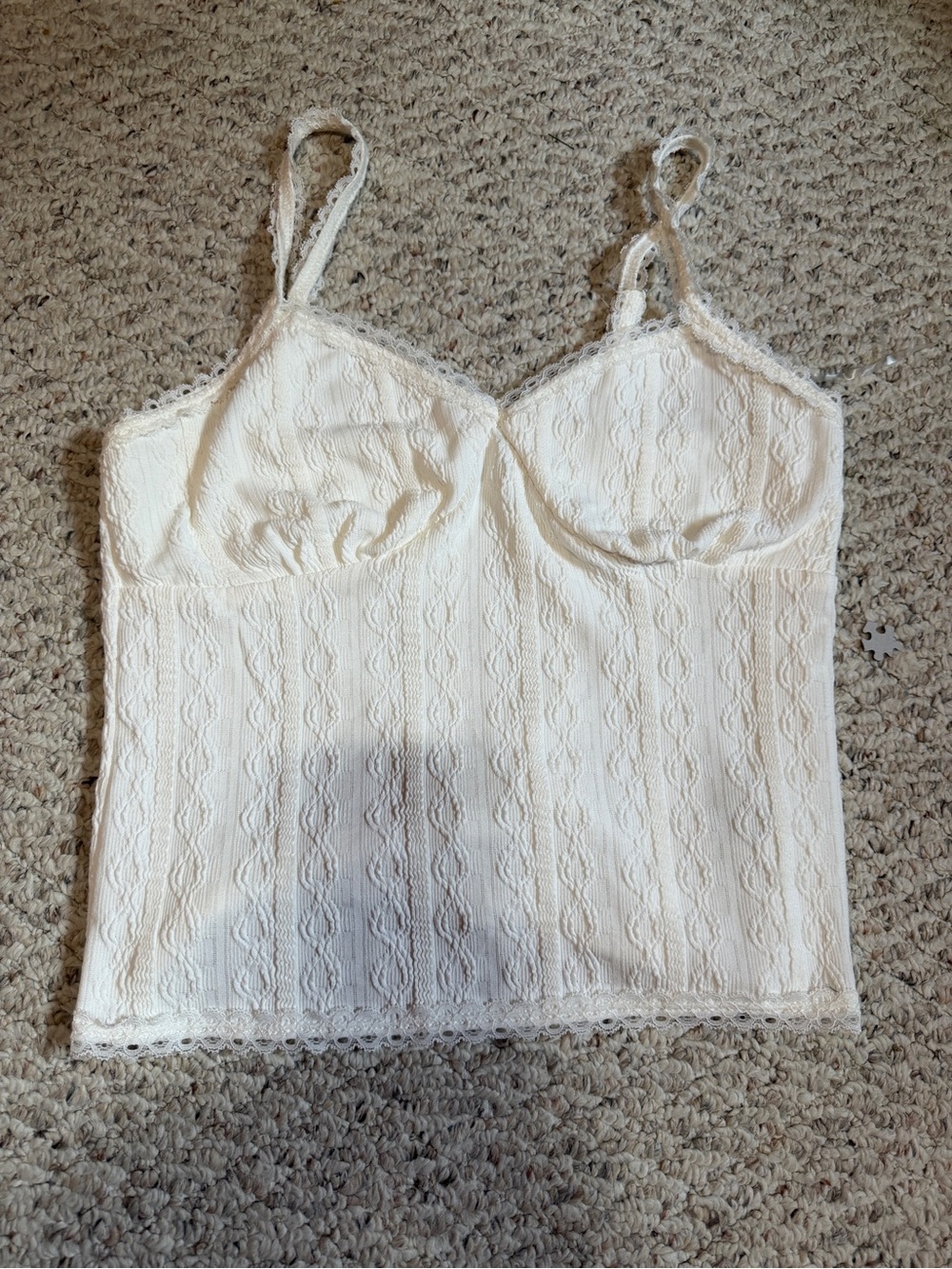 Lace-Trim Cream Camisole Tank Top
